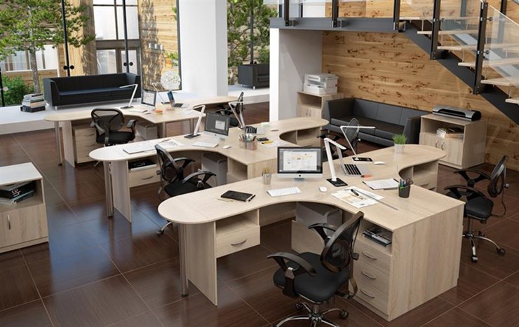 Офисный комплект мебели SIMPLE с эргономичными столами и шкафом в Йошкар-Оле - изображение 2
